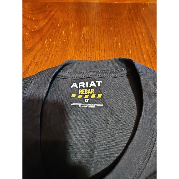 Ariat Rebar Mens T Shirt SIZE LT Work Hard Live Free Long Sleeve Black (A693) - Picture 6 of 8